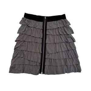 Bailey 44 Gray Tiered Ruffle Mini Skirt XS